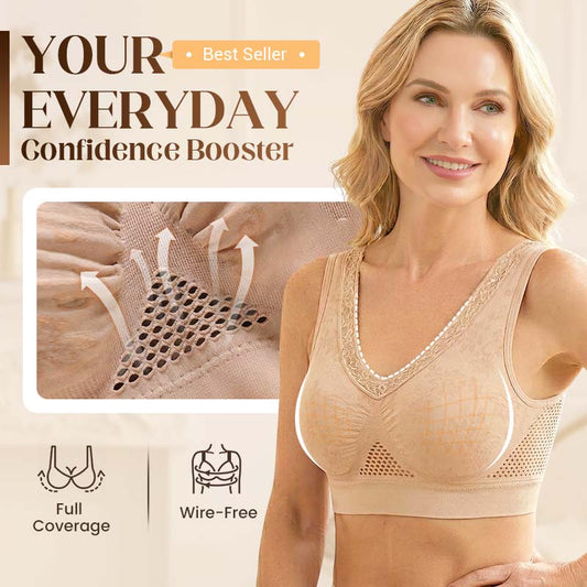 High-Support Wireless Lace Bra for Women