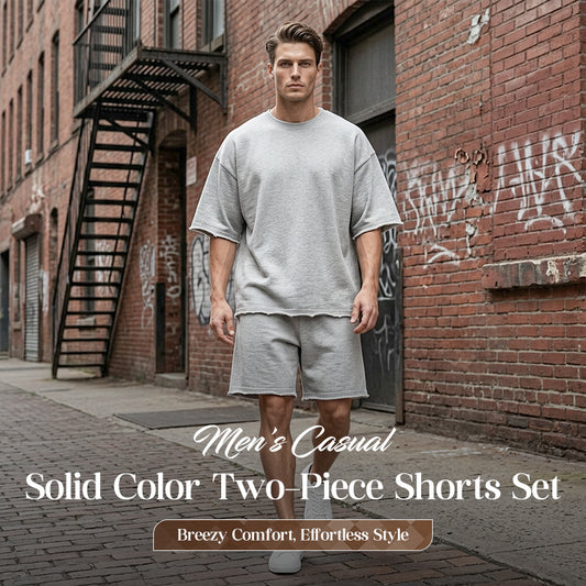 ❤️‍🔥Final Offer🔥Men's Casual Solid Color Two-Piece Shorts Set