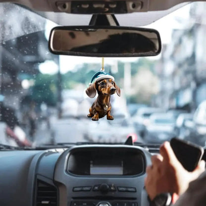 Christmas Fun Dachshund Car Hanging Ornament