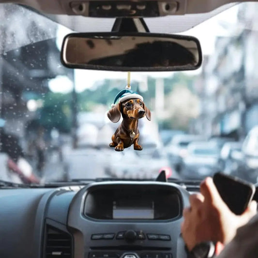Christmas Fun Dachshund Car Hanging Ornament