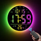 360° RGB LED Digital Wall Clock with Music Sync | 10" Large Anti-Glare Display, Bluetooth Auto Time, Remote Control, Auto Dimming & 15 Color Modes (USB Powered)