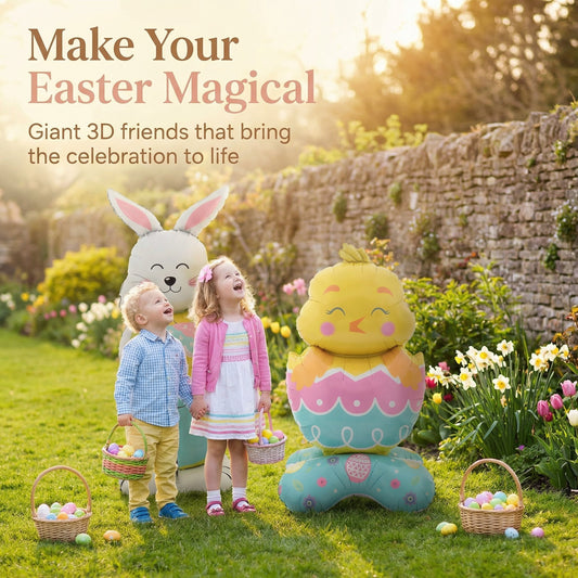 🎁EASTER SALE – 50% OFF 🐰🎉3D Standing Easter Foil Balloon Giant Rabbit Carrot Chick Egg Balloons Easter Party Decoration Kids Gift Air Filled Garden Decor