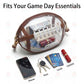 Football Shaped Clear Crossbody Bag | Stadium Approved Transparent Purse with Gold-Tone Zipper & Leather Trim | Perfect Game Day Essential