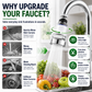 360° Rotating Faucet Aerator Filter 6-Layer Filtration 3 Water Modes Splash-Free for Kitchen Sink Fruit Vegetable Cleaning