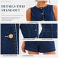 Women's Casual Denim Two-Piece Sleeveless Top & Shorts Set