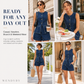 Women's Casual Denim Two-Piece Sleeveless Top & Shorts Set