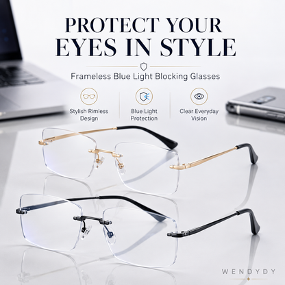 🔥50% OFF🔍 Frameless Blue Light Blocking Glasses | Advanced blue light blocking technology · 👓 Stylish frameless design · Perfect for both casual and business settings