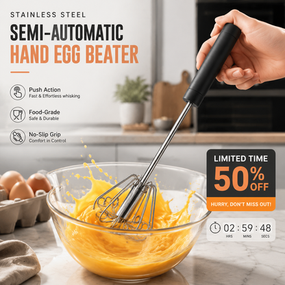 🔥Stainless Steel Hand Egg Beater 🥚✨ | Effortless Whisking – No Batter Splatter, Dishwasher Safe & Built to Last 🇬🇧🔧