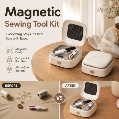🧵 40-Piece Magnetic Sewing Kit – Portable Double-Layer Organizer
