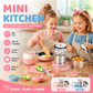 🍳50% OFF NOW! Kids Real Cooking Mini Kitchen Set, 22 PCS Functional Real Cookware Toy, Safe Mini Stove Cooking Playset for Little Chefs, Pink & Blue Available