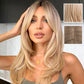 Best gift for her: New lightly curled natural simulation wig with parted fringe