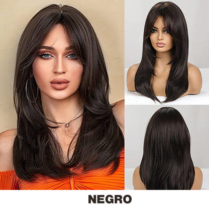 Best gift for her: New lightly curled natural simulation wig with parted fringe