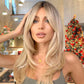 Best gift for her: New lightly curled natural simulation wig with parted fringe