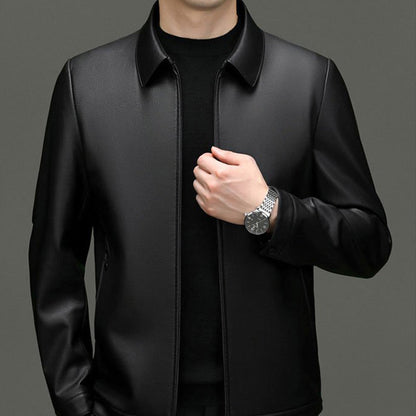 Men's Classic PU Leather Jacket with Zipper Front (Free Shipping)