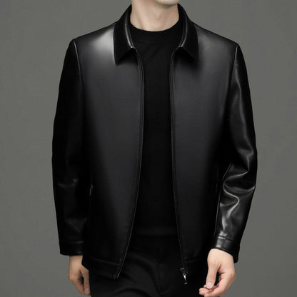 Men's Classic PU Leather Jacket with Zipper Front (Free Shipping)