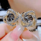 Elegant & Sparkling Irregular Flower Earrings