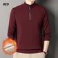 Men's Plush-Lined Quarter-Zip Stand Collar Warm Top