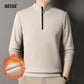 Men's Plush-Lined Quarter-Zip Stand Collar Warm Top