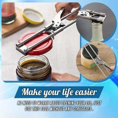 Open Jars Effortlessly Instantly! Adjustable Stainless Steel Jar & Bottle Opener