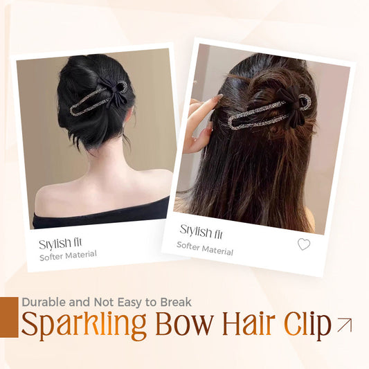Sparkling Elegant Black Bow Hair Clip for Updos
