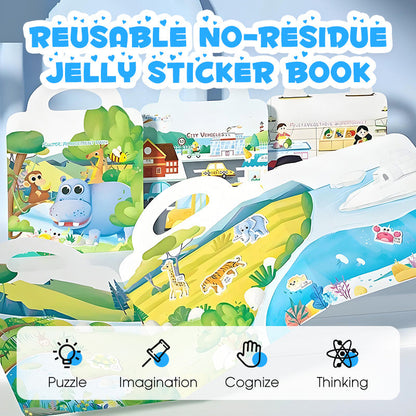 Reusable No-Residue Jelly Sticker Book
