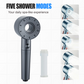 High Pressure 5-Mode Filtered Shower Head with Hose & Base
