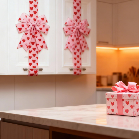Large Decorative Pink Heart Bow for Doors