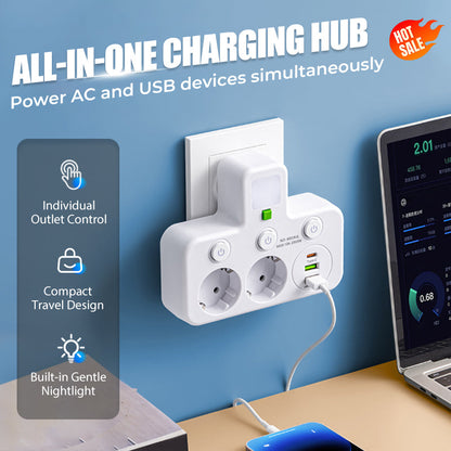 🎉 New Year's gift – 50% discount! 🔌 Smart power strip with USB & night light – versatile & safe!