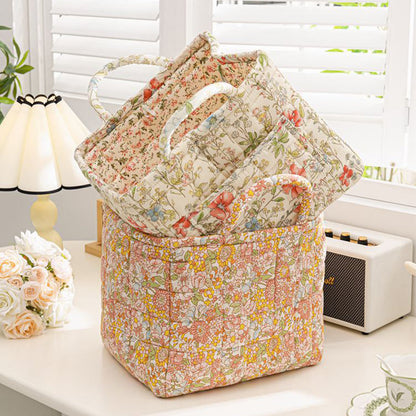Portable Floral Fabric Storage Basket