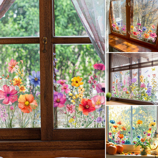 📢📢50% OFF!!⏰Colorful Floral Bouquet Window Sticker🖼️(Cut to size freely)