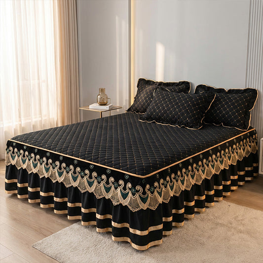✨Ruffled bed sheet skirt💓🛏️Elegance and comfort captured in this moment
