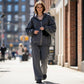 Women's Glitter Zip-Up Hoodie and Wide-Leg Pants Set