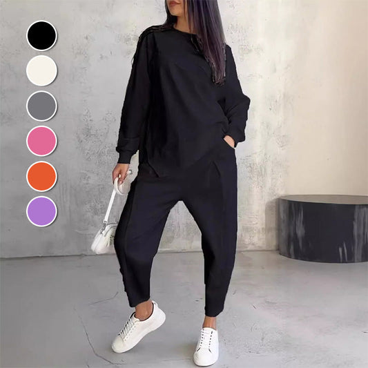 💕Women's long-sleeved sweatshirts with irregular hem & pants set