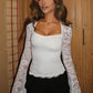 🎁2026 New Arrivals 50% OFF💖Women's Solid Color T-Shirt – Floral Lace, Split Ruffles & Sheer Sleeves for a Romantic Look ✨