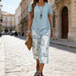 🥳SUMMER HOT SALE🥳💞50K+ SOLD!💥50% OFF! 🔥Casual Round Neck Layered Tunic Top and Wide Leg Pants Set