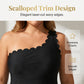 💎 Best Sellers: Up to 50% Off – Shop the Hype💎Women's Plus Size One-Shoulder Scalloped Swimsuit