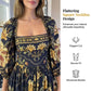 Vintage Floral Print Square Neck Maxi Dress