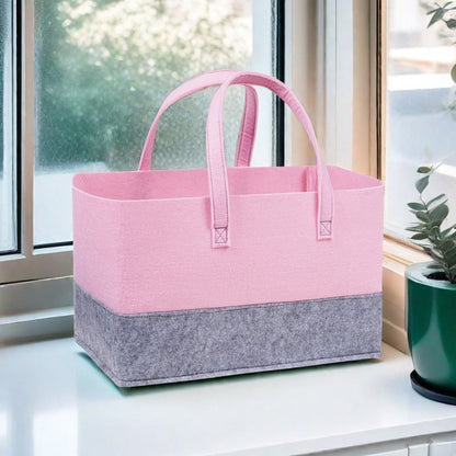 Two-Tone Felt Storage Tote with Handles