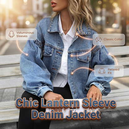 Women's Lantern Sleeve Denim Jacket