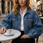 Women's Lantern Sleeve Denim Jacket