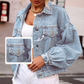 Women's Lantern Sleeve Denim Jacket