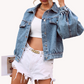 Women's Lantern Sleeve Denim Jacket