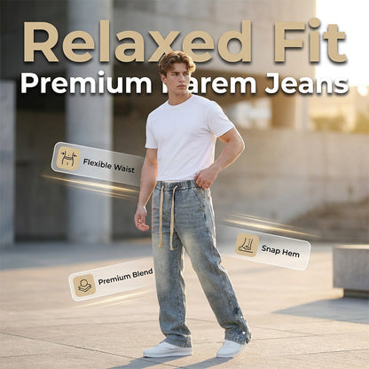 Men's All-Season Wide-Leg Drawstring Jeans