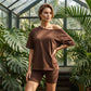 Women's Solid Color Relaxed Fit Top and Shorts Outfit