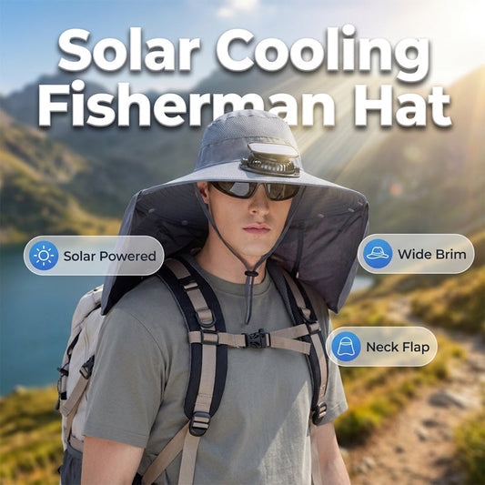 Breathable Fisherman Hat with Solar Fan