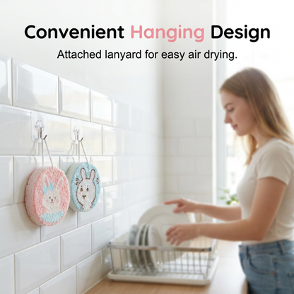 Natural Wood Pulp Sponge Cute Animal Cartoon Dishwashing Pad