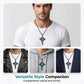 💞50K+ SOLD!✨Statement Cross Pendant – Crown of Thorns, Blue Stone Inlay, Vintage Edge 🖤