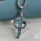 💞50K+ SOLD!✨Statement Cross Pendant – Crown of Thorns, Blue Stone Inlay, Vintage Edge 🖤