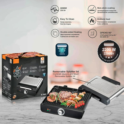 ⏳Limited offer⏰Smoke-free indoor grill 2200 W with nonstick coating🥩