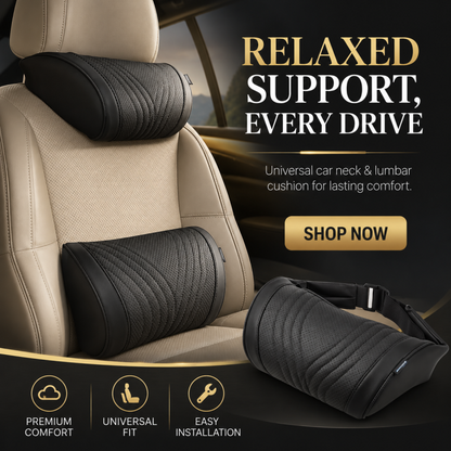 Premium Car Seat Headrest & Lumbar Support Cushion